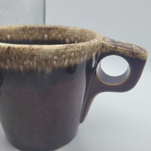 Hull Cup Mug Brown Drip Glaze Oven Proof Coffee Tea Square Handle Set Pair Two - Picture 4 of 12